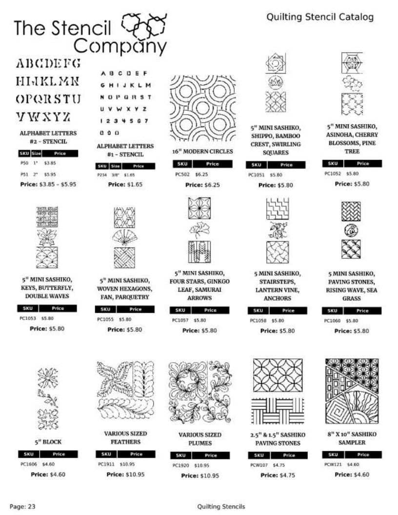 The Stencil Company Quilting Stencils Catalog Weekly Ad January 1, 2026 - December 31, 2027