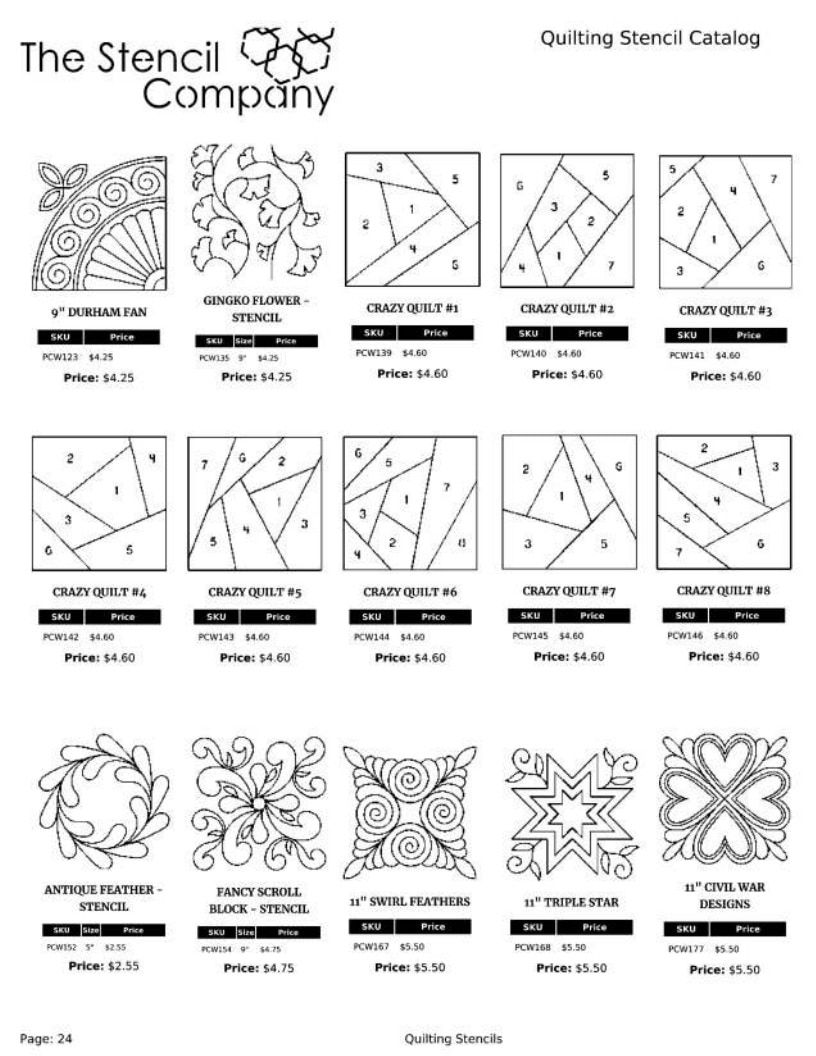 The Stencil Company Quilting Stencils Catalog Weekly Ad January 1, 2026 - December 31, 2027