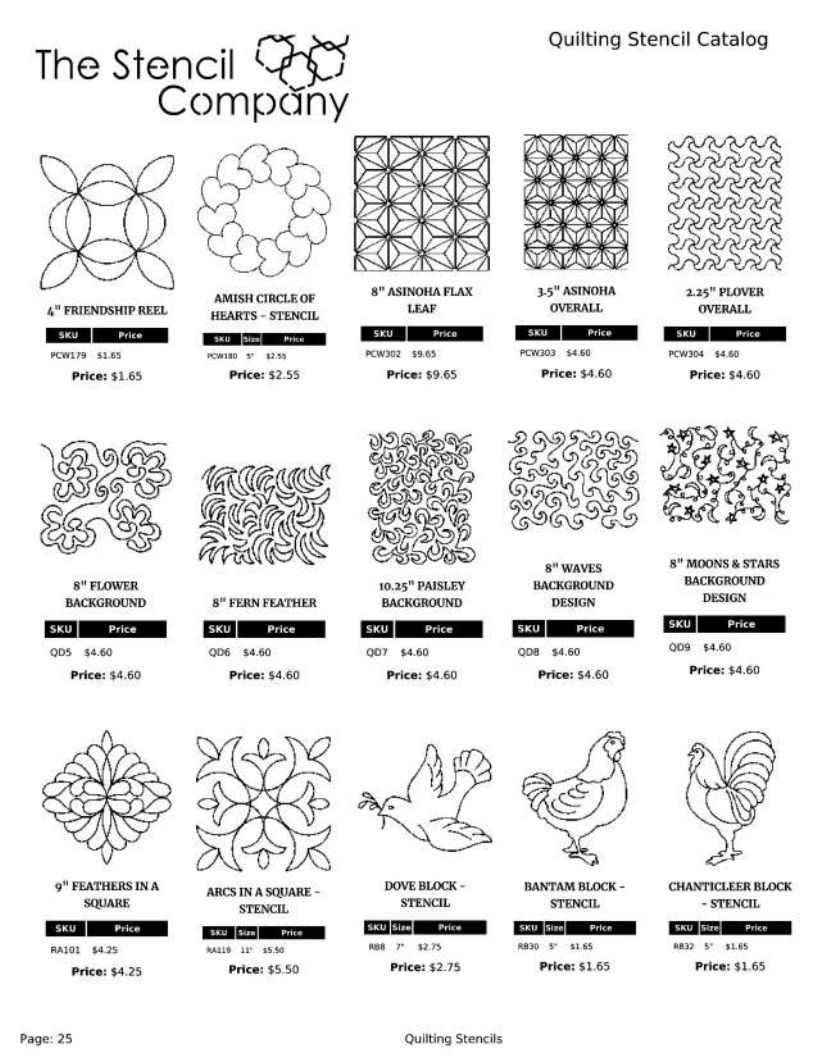 The Stencil Company Quilting Stencils Catalog Weekly Ad January 1, 2026 - December 31, 2027
