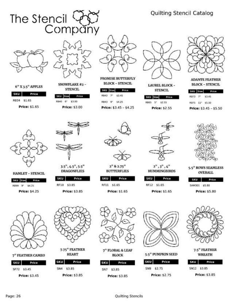 The Stencil Company Quilting Stencils Catalog Weekly Ad January 1, 2026 - December 31, 2027