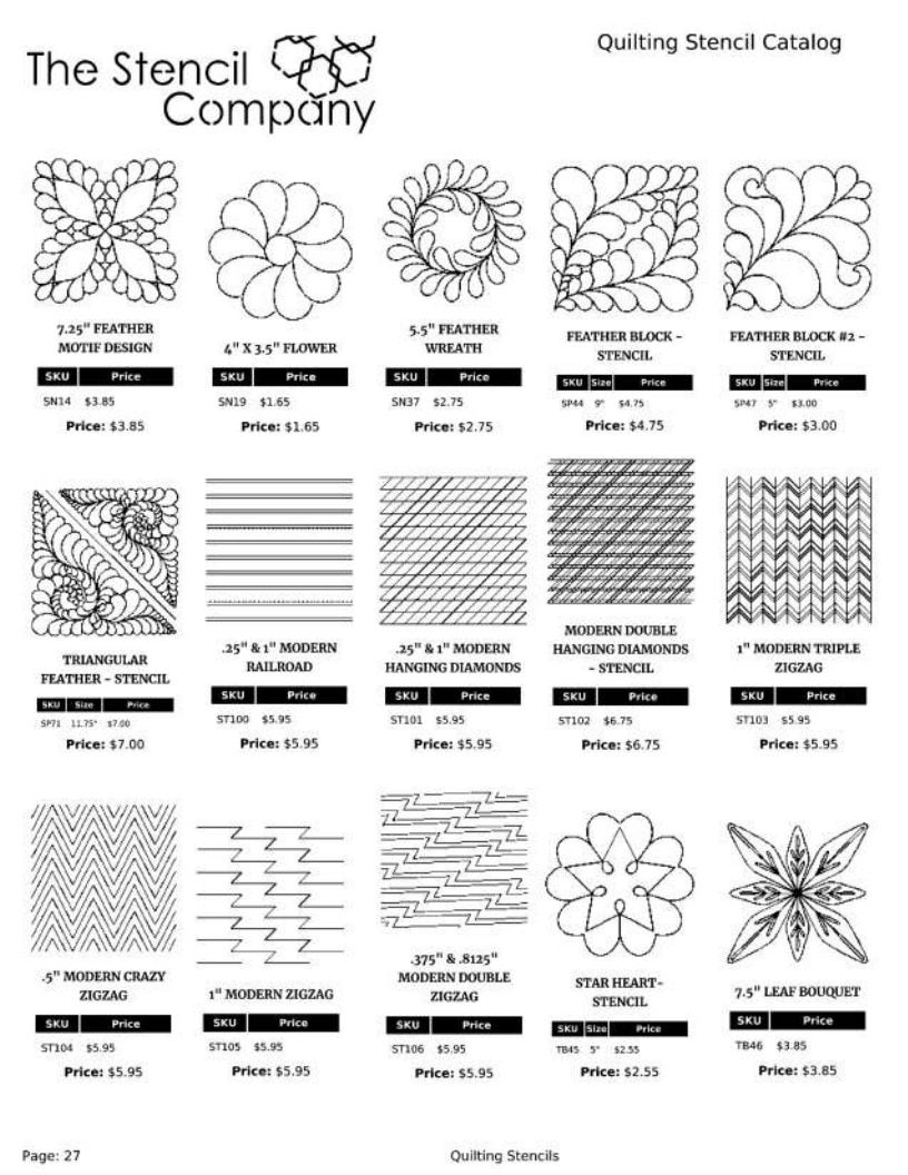 The Stencil Company Quilting Stencils Catalog Weekly Ad January 1, 2026 - December 31, 2027