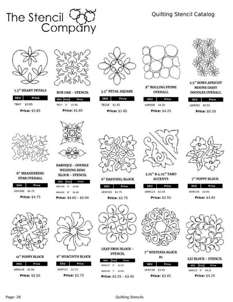 The Stencil Company Quilting Stencils Catalog Weekly Ad January 1, 2026 - December 31, 2027