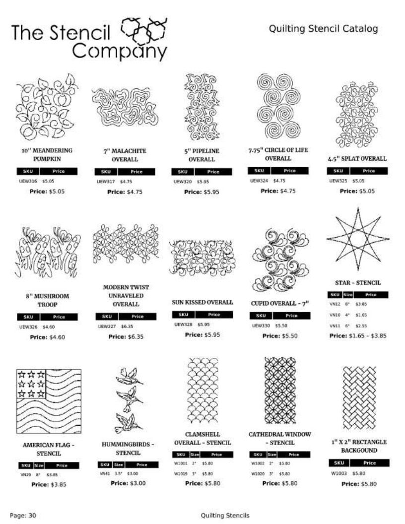 The Stencil Company Quilting Stencils Catalog Weekly Ad January 1, 2026 - December 31, 2027
