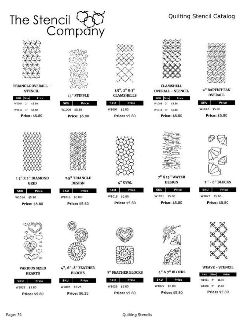 The Stencil Company Quilting Stencils Catalog Weekly Ad January 1, 2026 - December 31, 2027