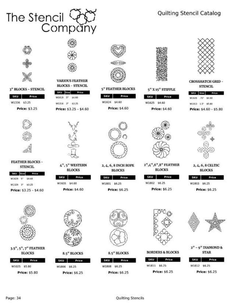 The Stencil Company Quilting Stencils Catalog Weekly Ad January 1, 2026 - December 31, 2027