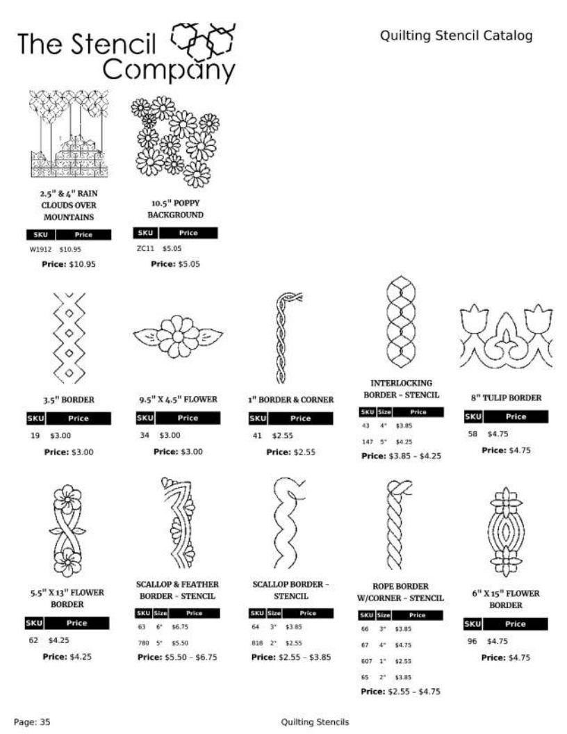 The Stencil Company Quilting Stencils Catalog Weekly Ad January 1, 2026 - December 31, 2027