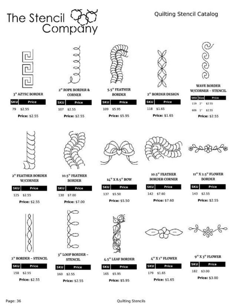 The Stencil Company Quilting Stencils Catalog Weekly Ad January 1, 2026 - December 31, 2027