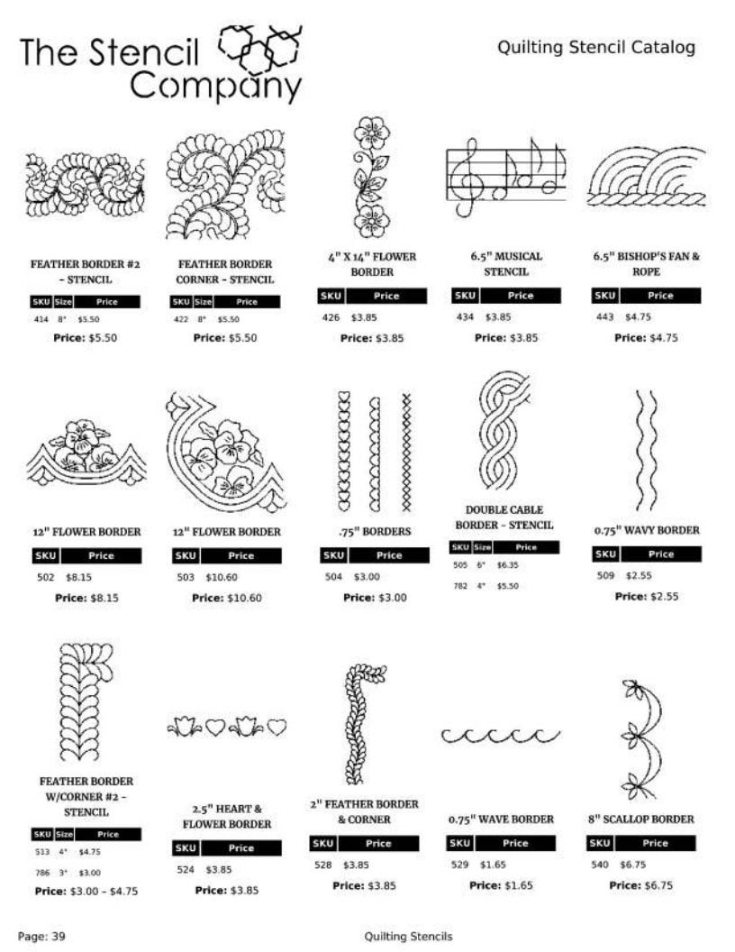 The Stencil Company Quilting Stencils Catalog Weekly Ad January 1, 2026 - December 31, 2027