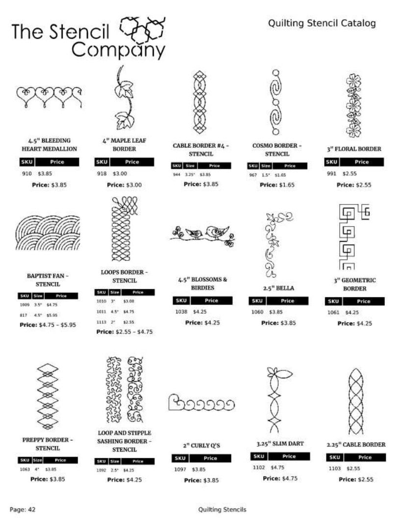 The Stencil Company Quilting Stencils Catalog Weekly Ad January 1, 2026 - December 31, 2027