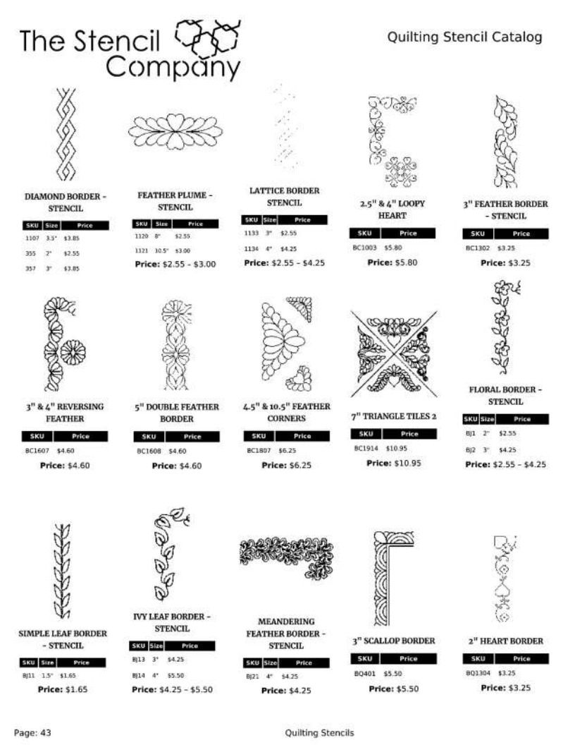 The Stencil Company Quilting Stencils Catalog Weekly Ad January 1, 2026 - December 31, 2027