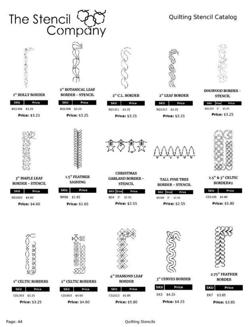 The Stencil Company Quilting Stencils Catalog Weekly Ad January 1, 2026 - December 31, 2027