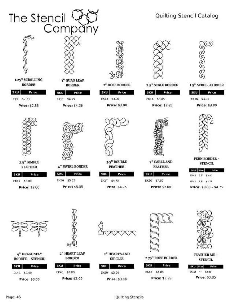 The Stencil Company Quilting Stencils Catalog Weekly Ad January 1, 2026 - December 31, 2027