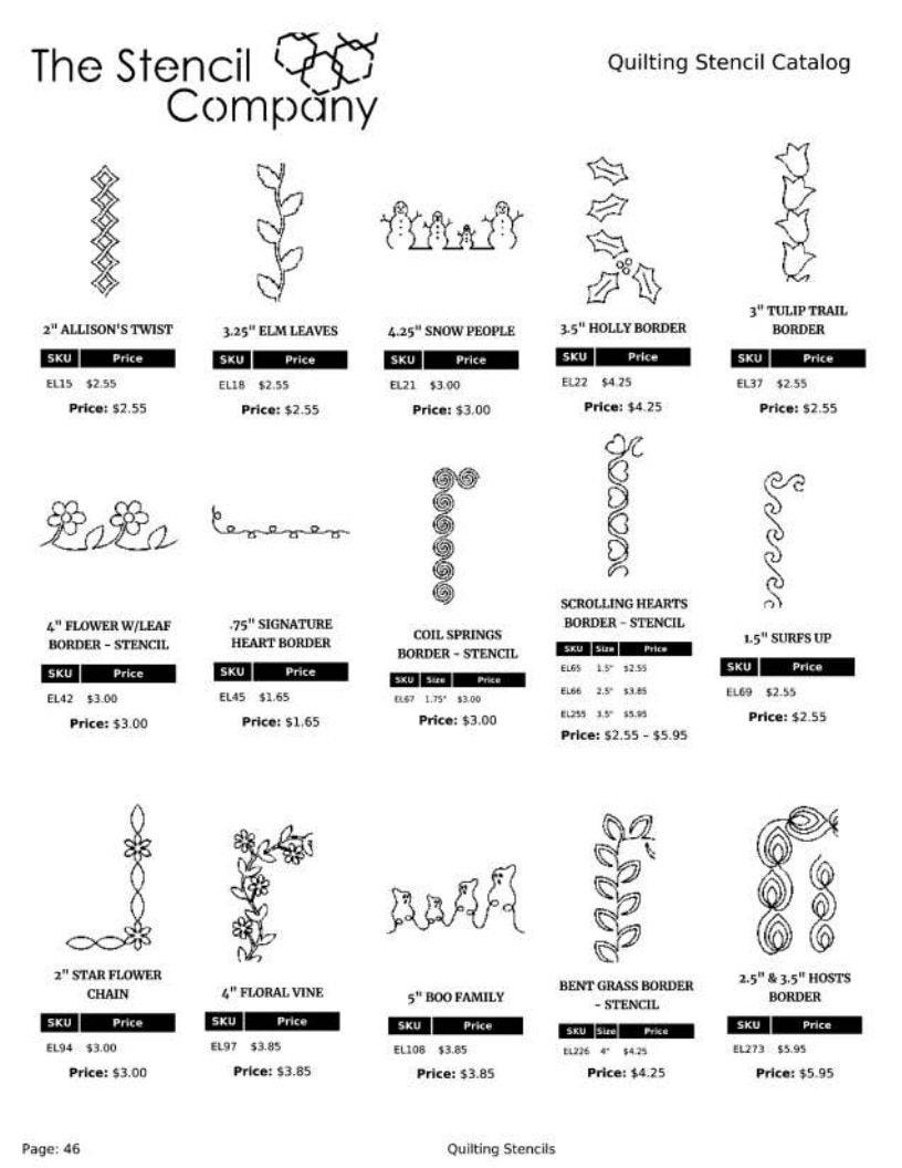 The Stencil Company Quilting Stencils Catalog Weekly Ad January 1, 2026 - December 31, 2027
