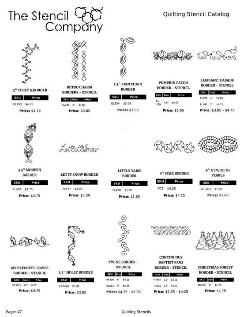The Stencil Company Quilting Stencils Catalog Weekly Ad January 1, 2026 - December 31, 2027