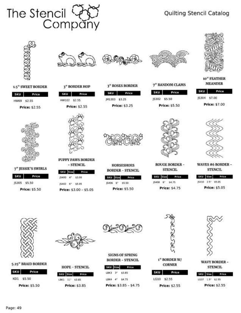 The Stencil Company Quilting Stencils Catalog Weekly Ad January 1, 2026 - December 31, 2027