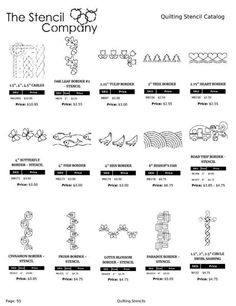 The Stencil Company Quilting Stencils Catalog Weekly Ad January 1, 2026 - December 31, 2027