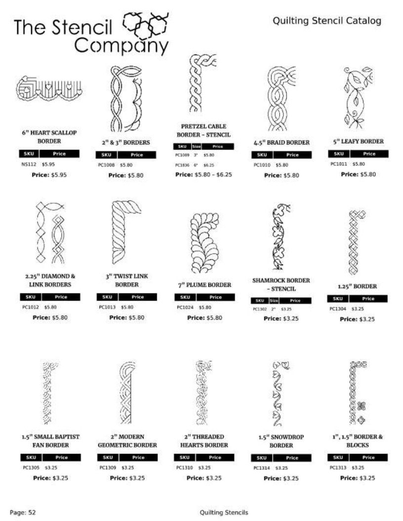 The Stencil Company Quilting Stencils Catalog Weekly Ad January 1, 2026 - December 31, 2027