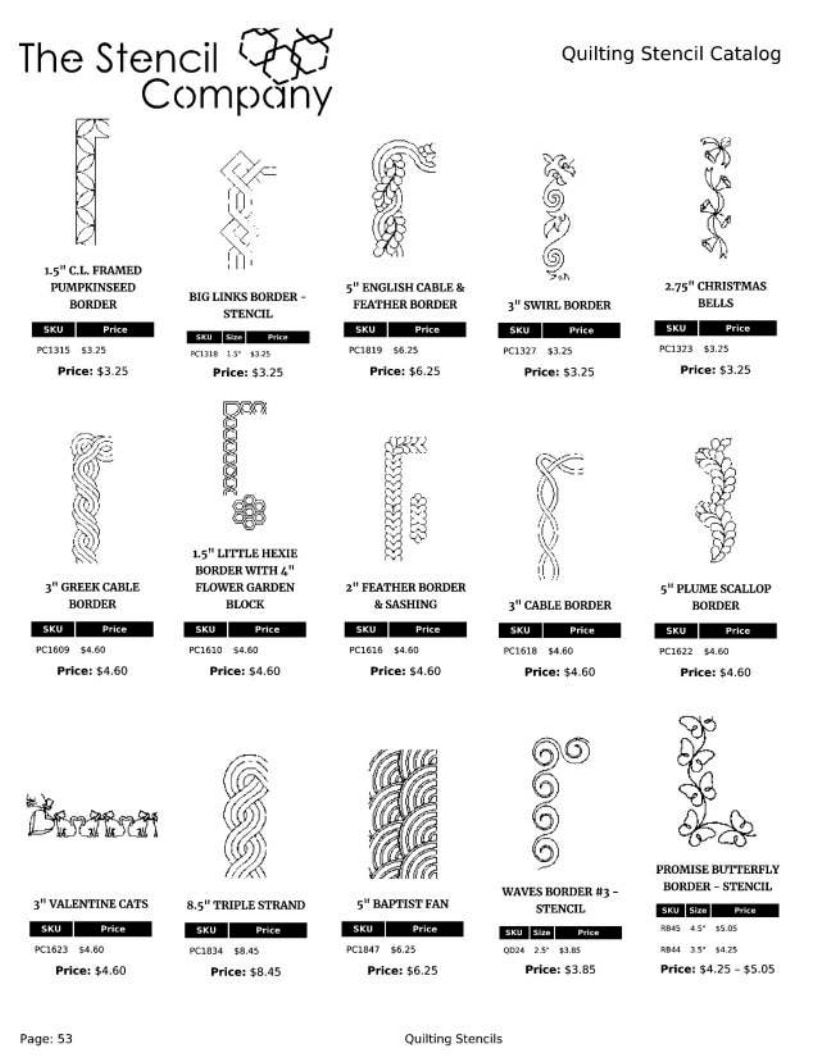 The Stencil Company Quilting Stencils Catalog Weekly Ad January 1, 2026 - December 31, 2027