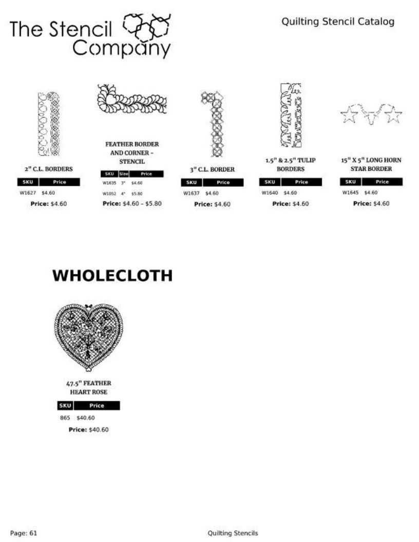 The Stencil Company Quilting Stencils Catalog Weekly Ad January 1, 2026 - December 31, 2027