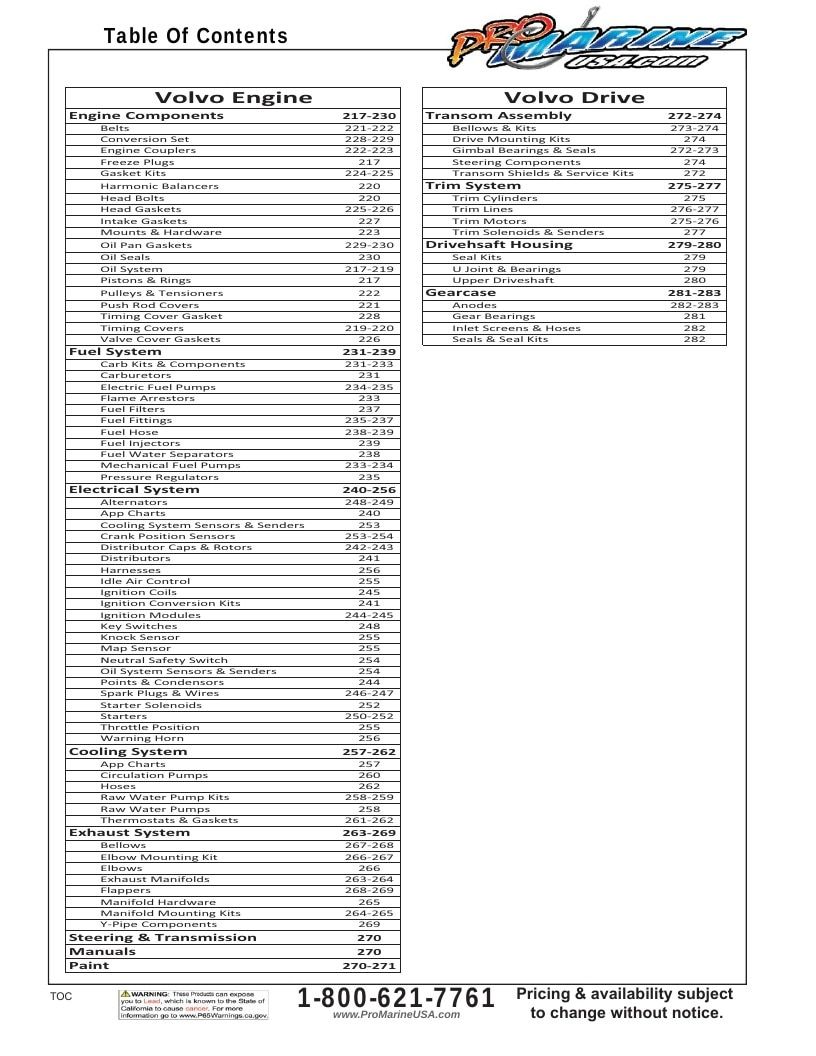 Pro Marine USA Inboard and Sterndrive Parts Catalog Weekly Ad January 1 - December 31, 2026
