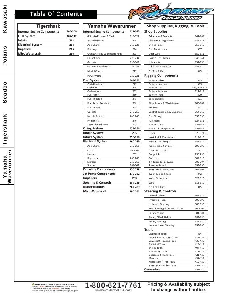 Pro Marine USA Personal Watercraft Parts Catalog Weekly Ad January 1 - December 31, 2026