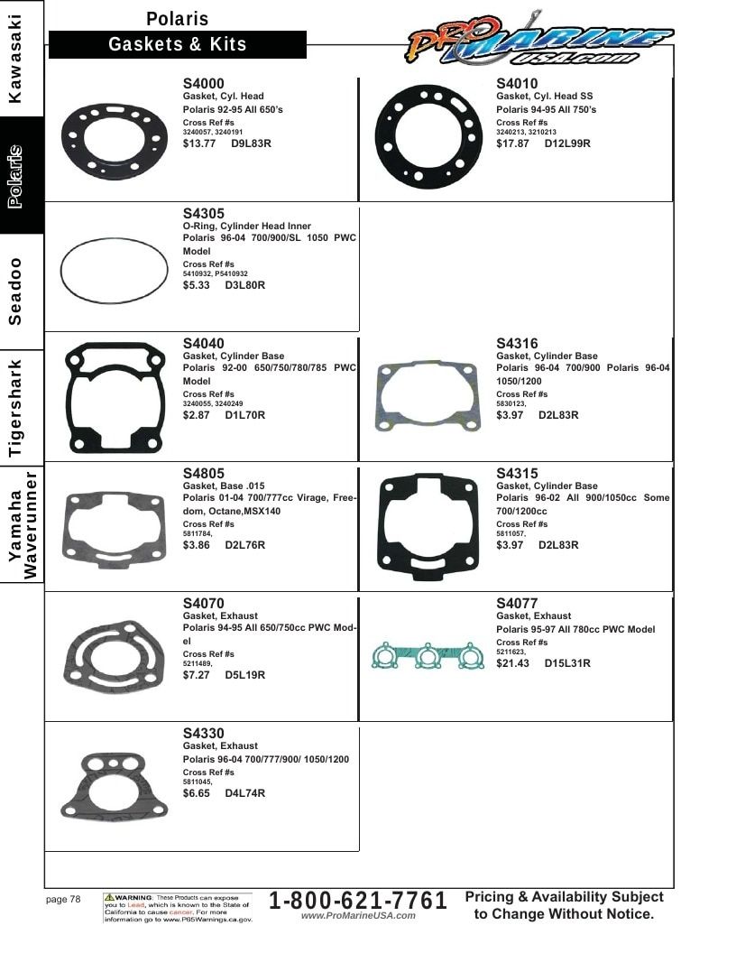 Pro Marine USA Personal Watercraft Parts Catalog Weekly Ad January 1 - December 31, 2026