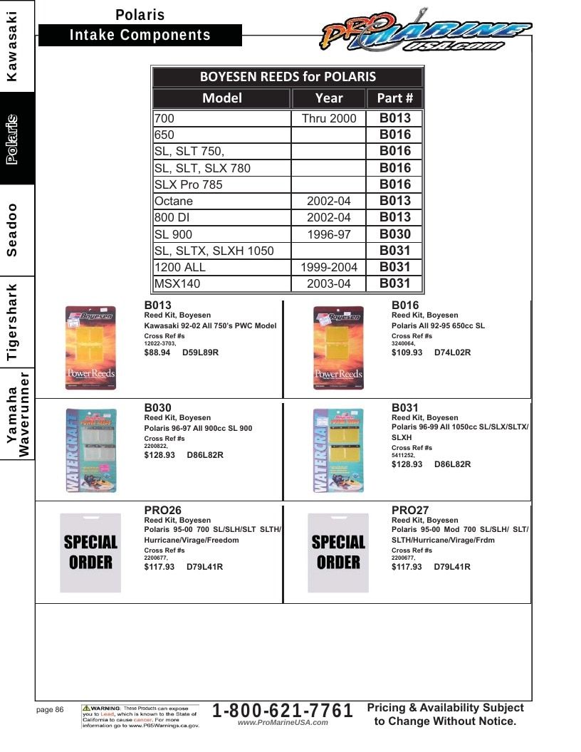 Pro Marine USA Personal Watercraft Parts Catalog Weekly Ad January 1 - December 31, 2026