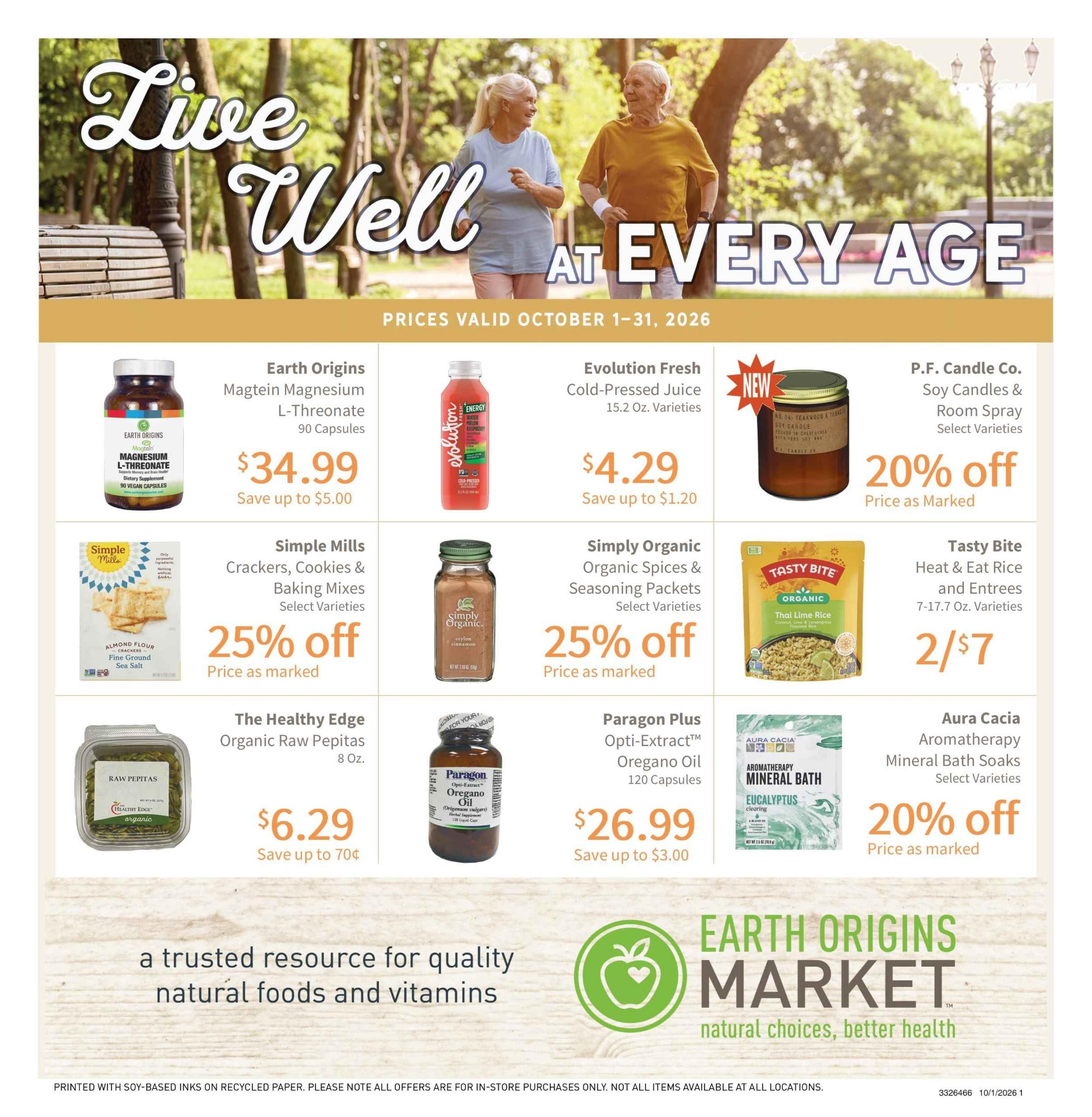 Earth Origins Weekly Ad October 1 - 31, 2026