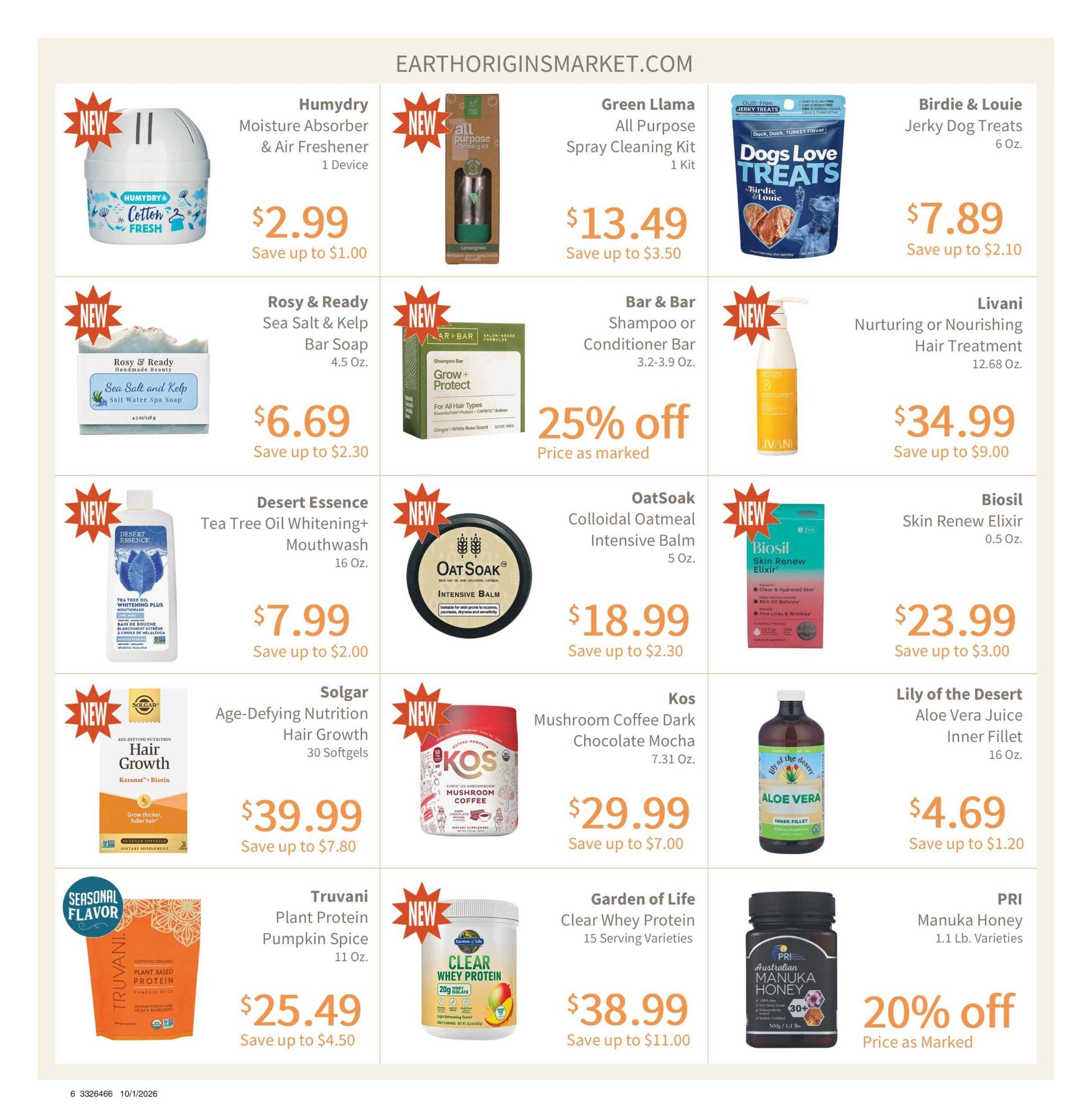 Earth Origins Weekly Ad October 1 - 31, 2026