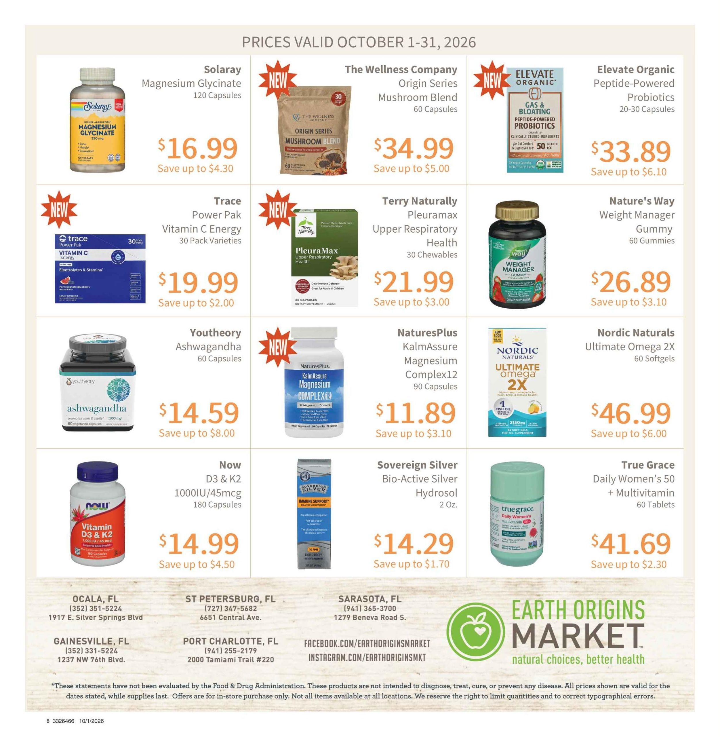 Earth Origins Weekly Ad October 1 - 31, 2026
