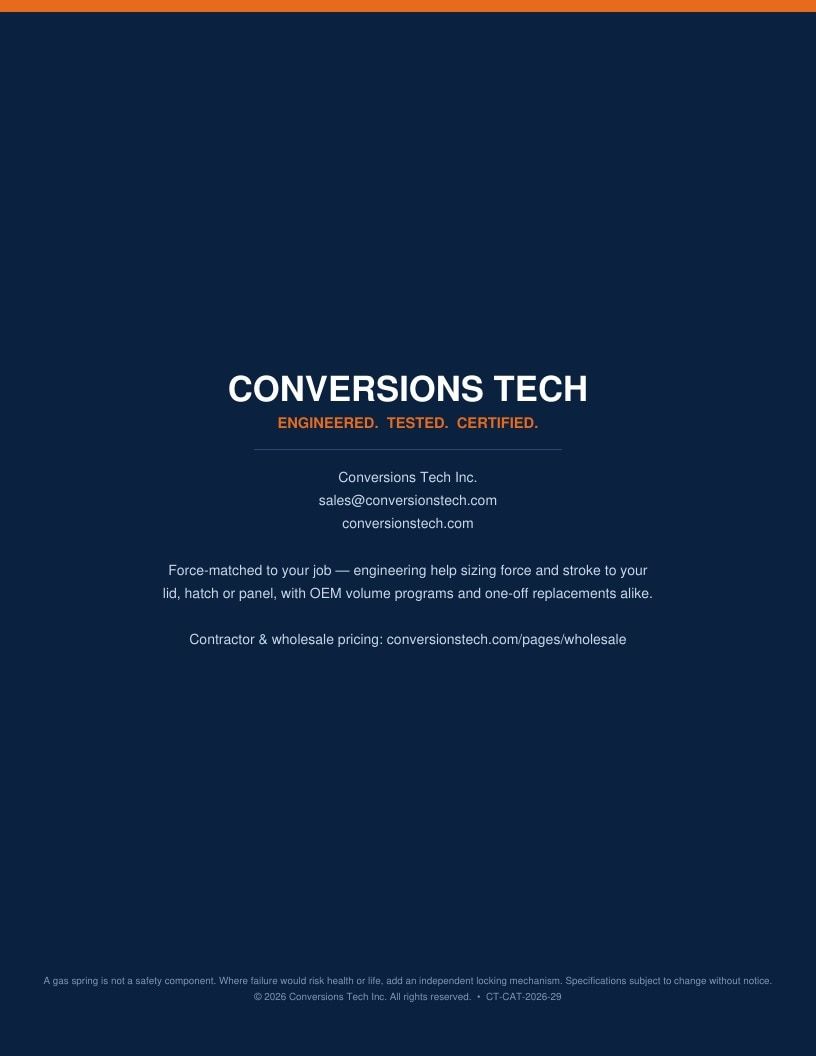 Conversions Tech Gas Springs Catalog Weekly Ad January 1 - December 31, 2026