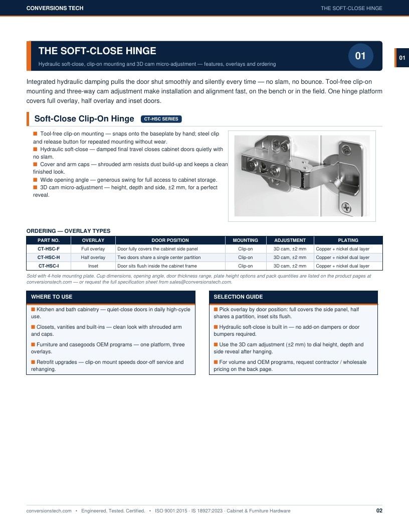 Conversions Tech Soft-Close Hinges Catalog Weekly Ad January 1 - December 31, 2026
