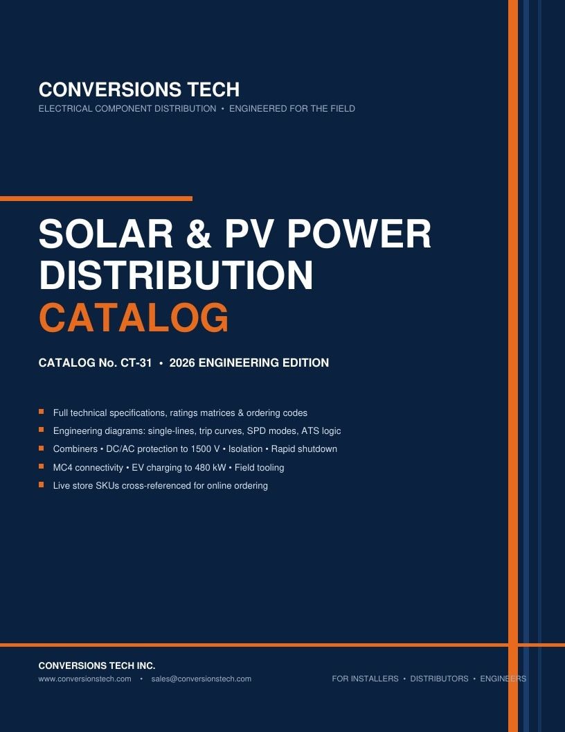 Conversions Tech Solar and PV Distribution Catalog Weekly Ad January 1 - December 31, 2026