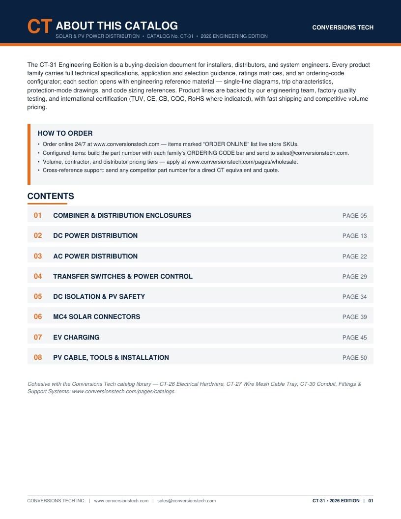Conversions Tech Solar and PV Distribution Catalog Weekly Ad January 1 - December 31, 2026
