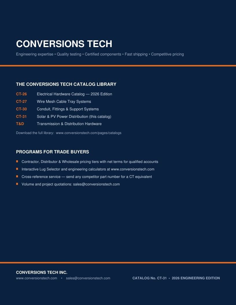 Conversions Tech Solar and PV Distribution Catalog Weekly Ad January 1 - December 31, 2026