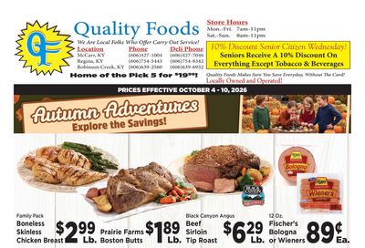 Quality Foods - Buskirk Autumn Adventures Explore the Savings Weekly Ad October 4 - 10, 2026