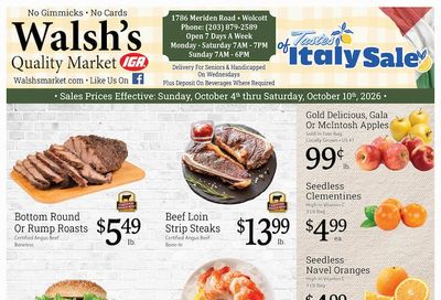 Walsh's Quality Market IGA Weekly Ad October 4 - 10, 2026
