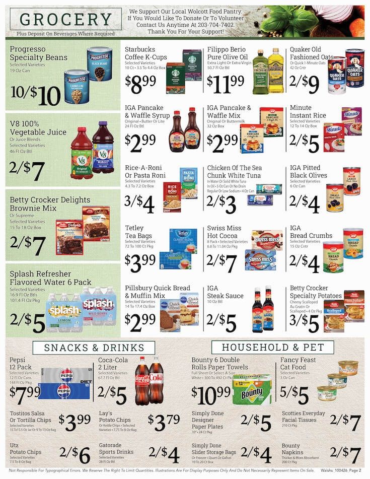 Walsh's Quality Market IGA Weekly Ad October 4 - 10, 2026