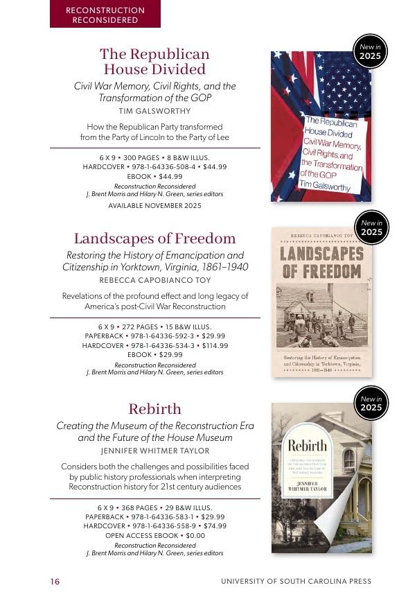 University of South Carolina Press Southern History Catalog Weekly Ad January 1 - December 31, 2026