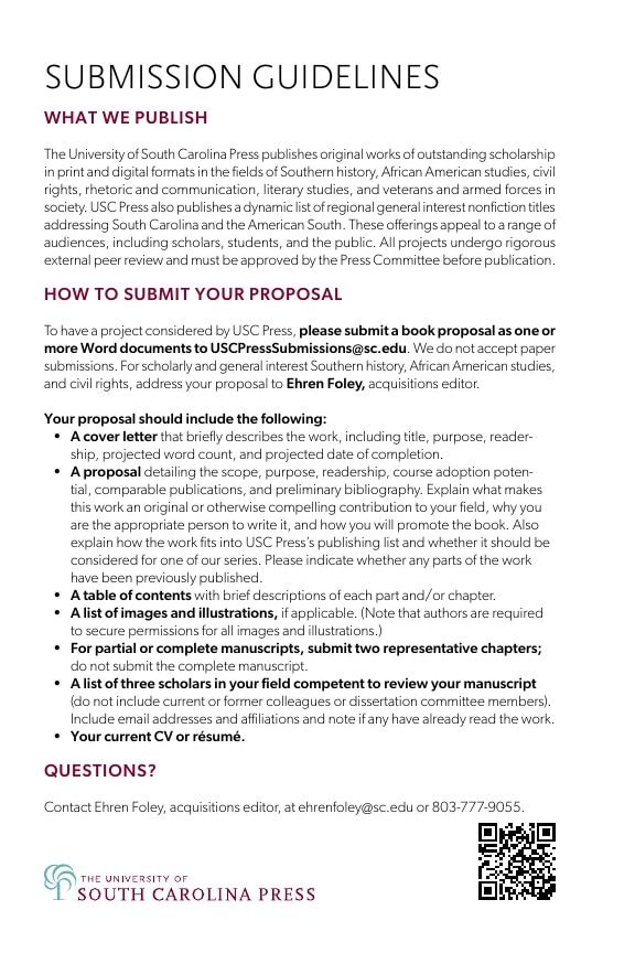 University of South Carolina Press Southern History Catalog Weekly Ad January 1 - December 31, 2026