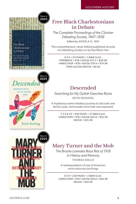 University of South Carolina Press Southern History Catalog Weekly Ad January 1 - December 31, 2026