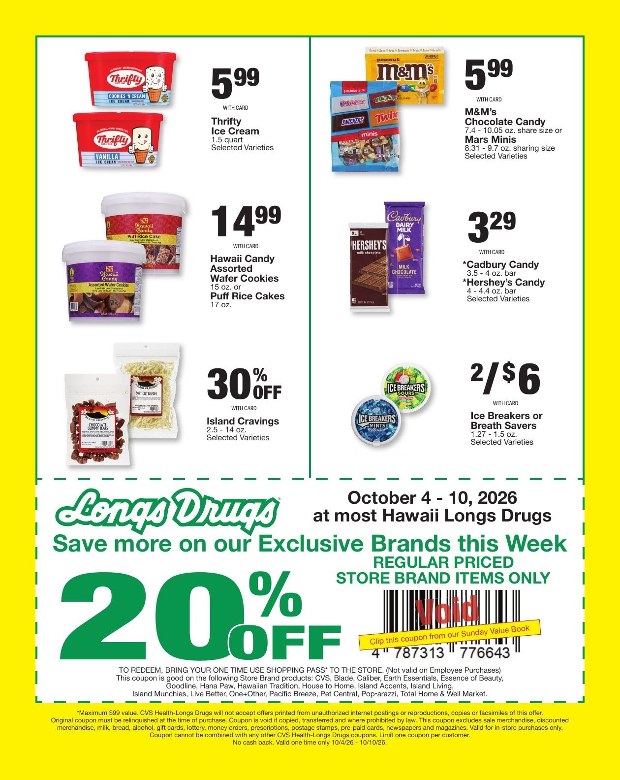 Longs Drugs Big Island Weekly Ad October 4 - 10, 2026
