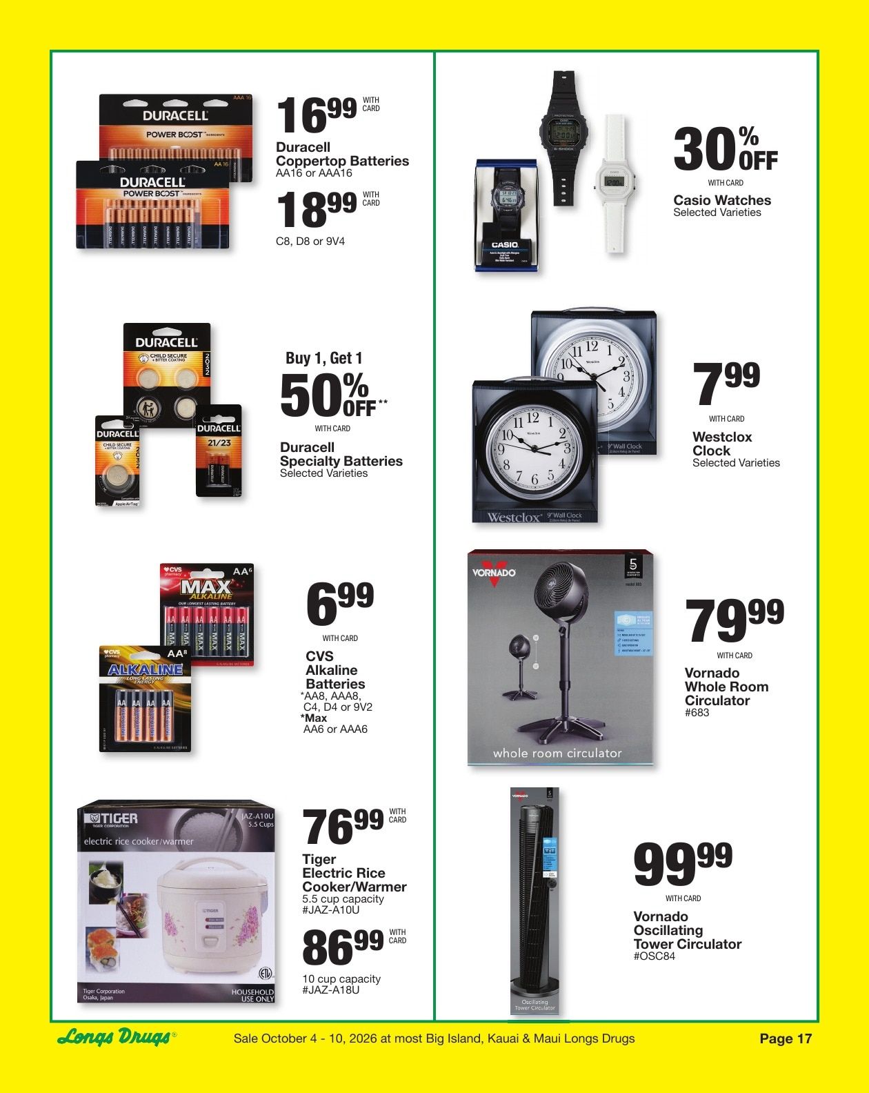 Longs Drugs Big Island Weekly Ad October 4 - 10, 2026