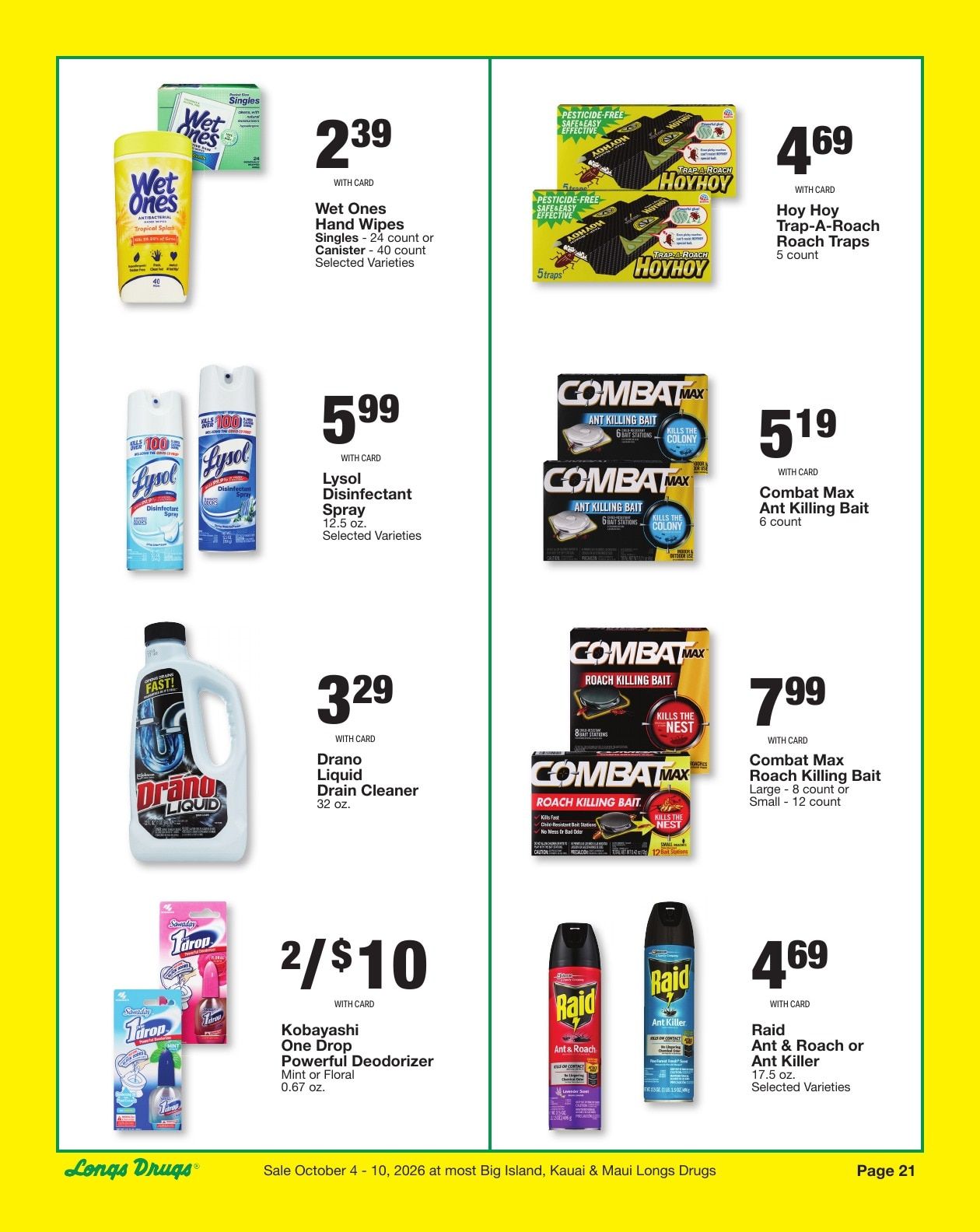 Longs Drugs Big Island Weekly Ad October 4 - 10, 2026