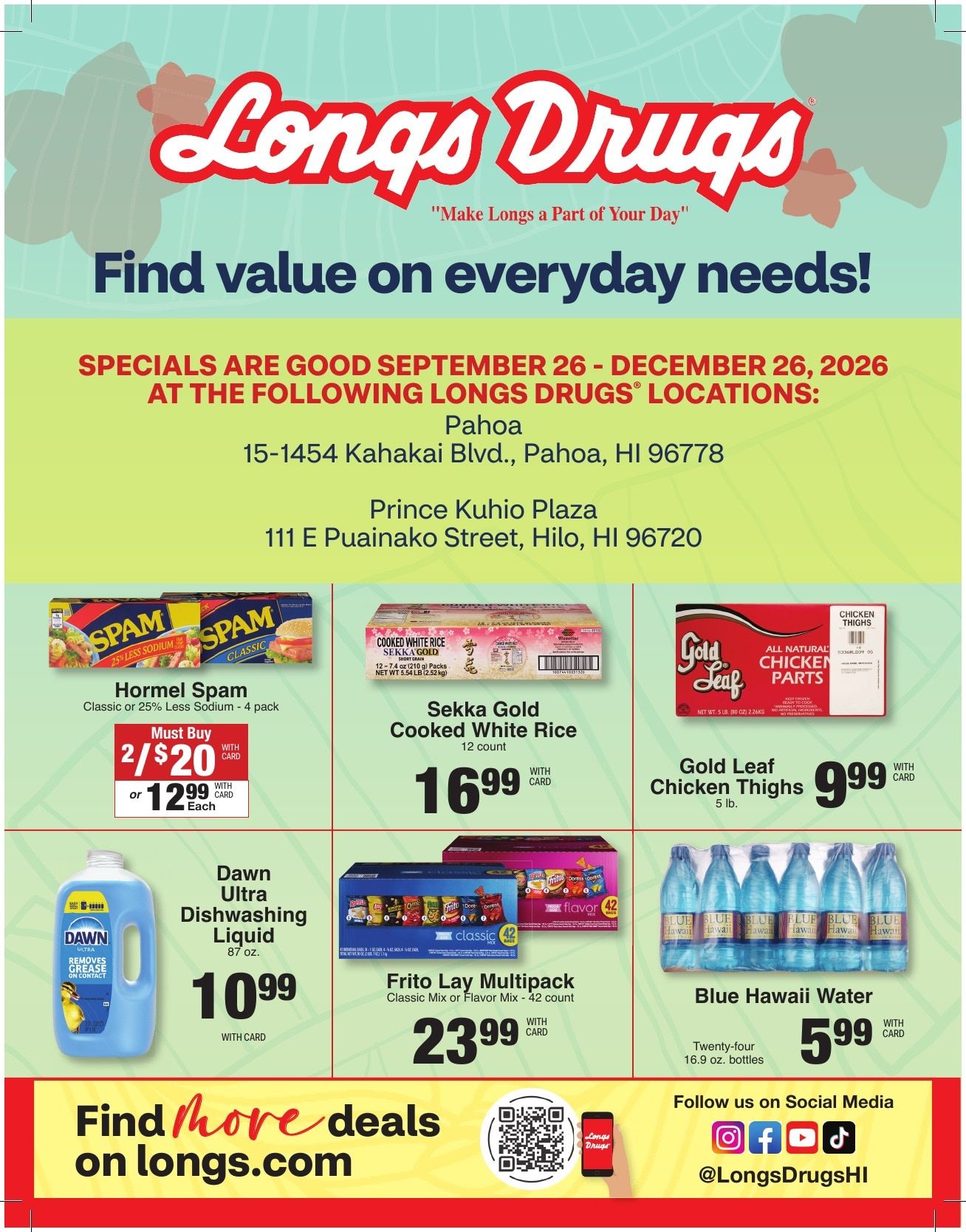 Longs Drugs Big Island Weekly Ad October 4 - 10, 2026
