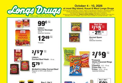 Longs Drugs Maui and Kauai Weekly Ad October 4 - 10, 2026