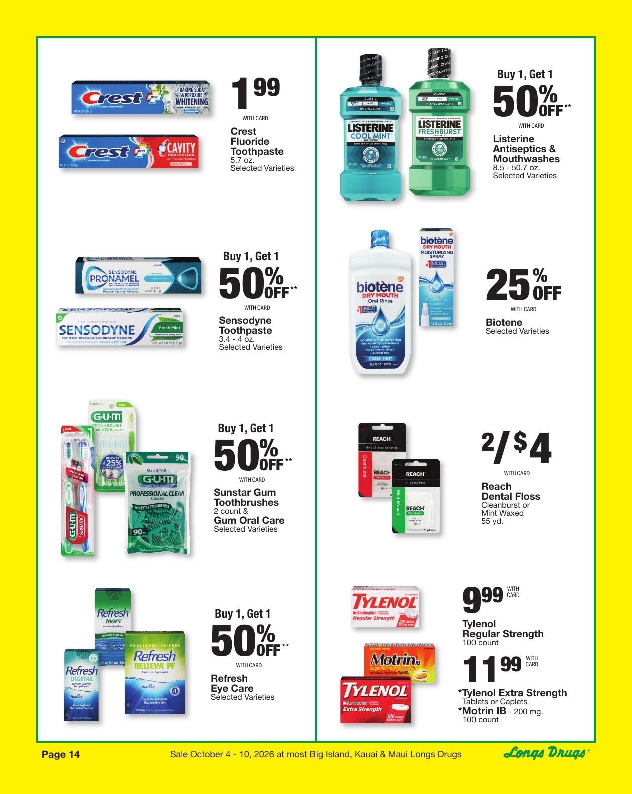 Longs Drugs Maui and Kauai Weekly Ad October 4 - 10, 2026