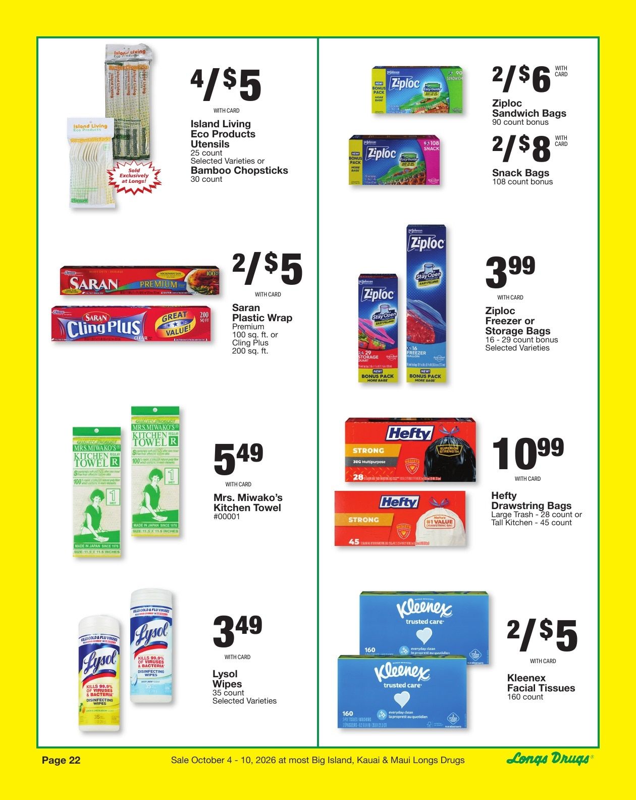 Longs Drugs Maui and Kauai Weekly Ad October 4 - 10, 2026