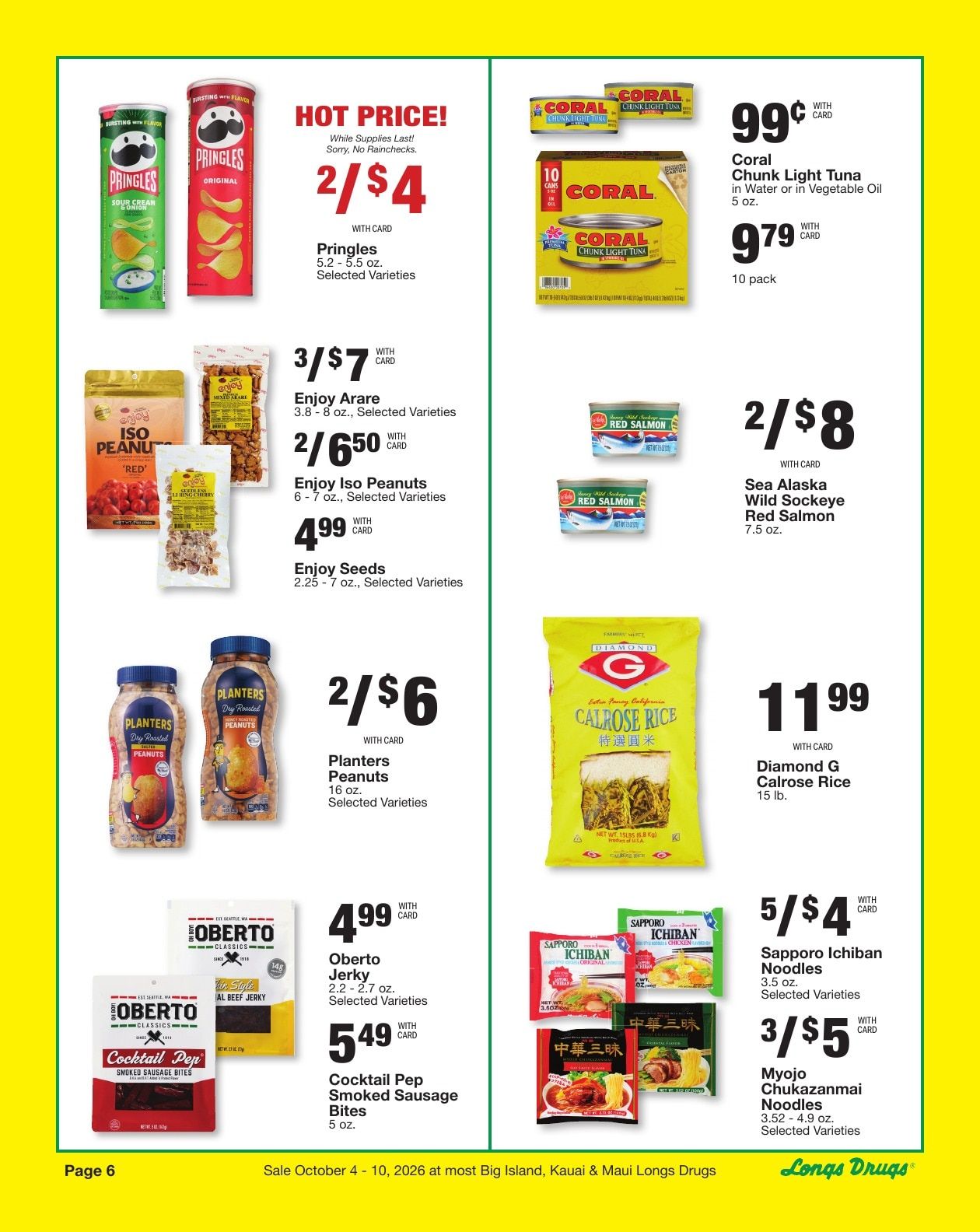 Longs Drugs Maui and Kauai Weekly Ad October 4 - 10, 2026
