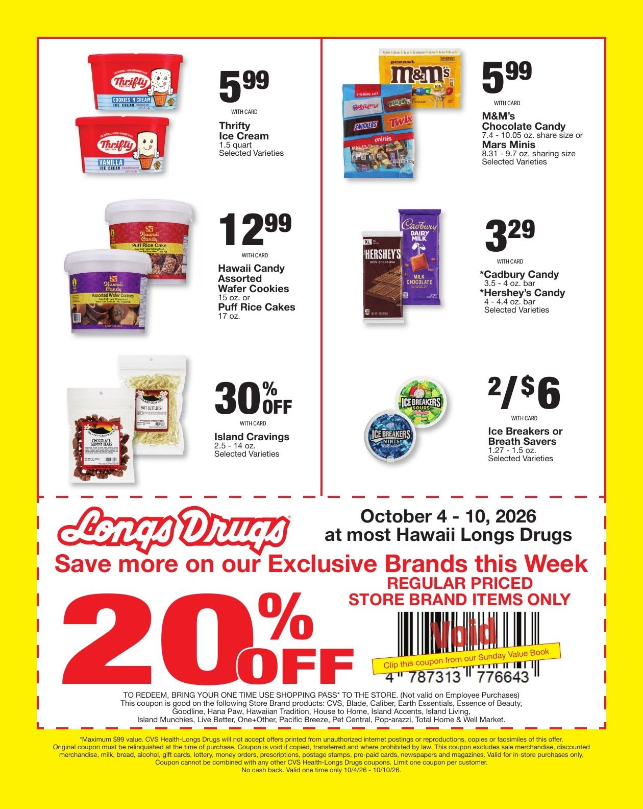Longs Drugs Oahu Weekly Ad October 4 - 10, 2026